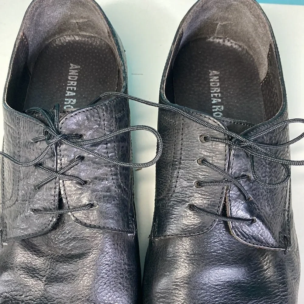 Andrea Rossi Mens Black Leather Lace Up Dress Shoes  Size 43 10 US